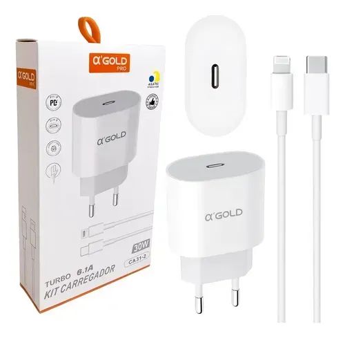 Kit Carregador ORIGINAL Turbo 30W  + Cabo USB-C para Lightning