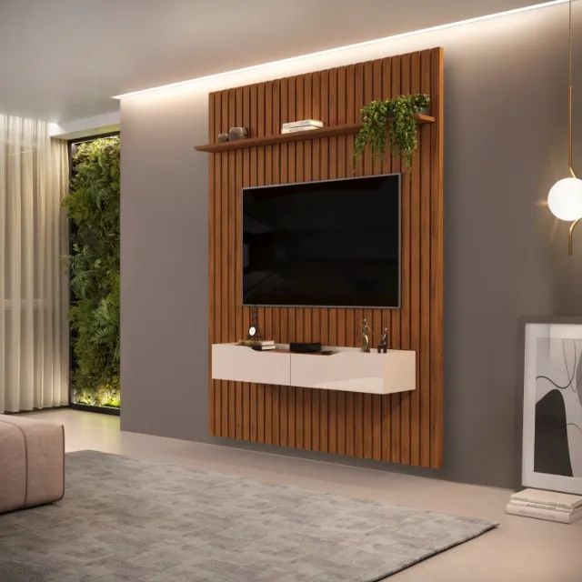 Painel ripado 100% MDF com 1,43 m de largura - Entrega e montagem GRATIS - Foto 2