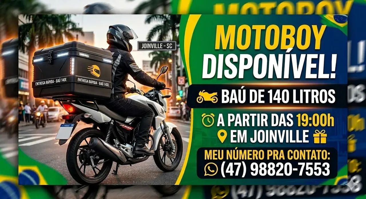 Motoboy DISPONÍVEL EM JOINVILLE - BAÚ GIGANTE (140L) 