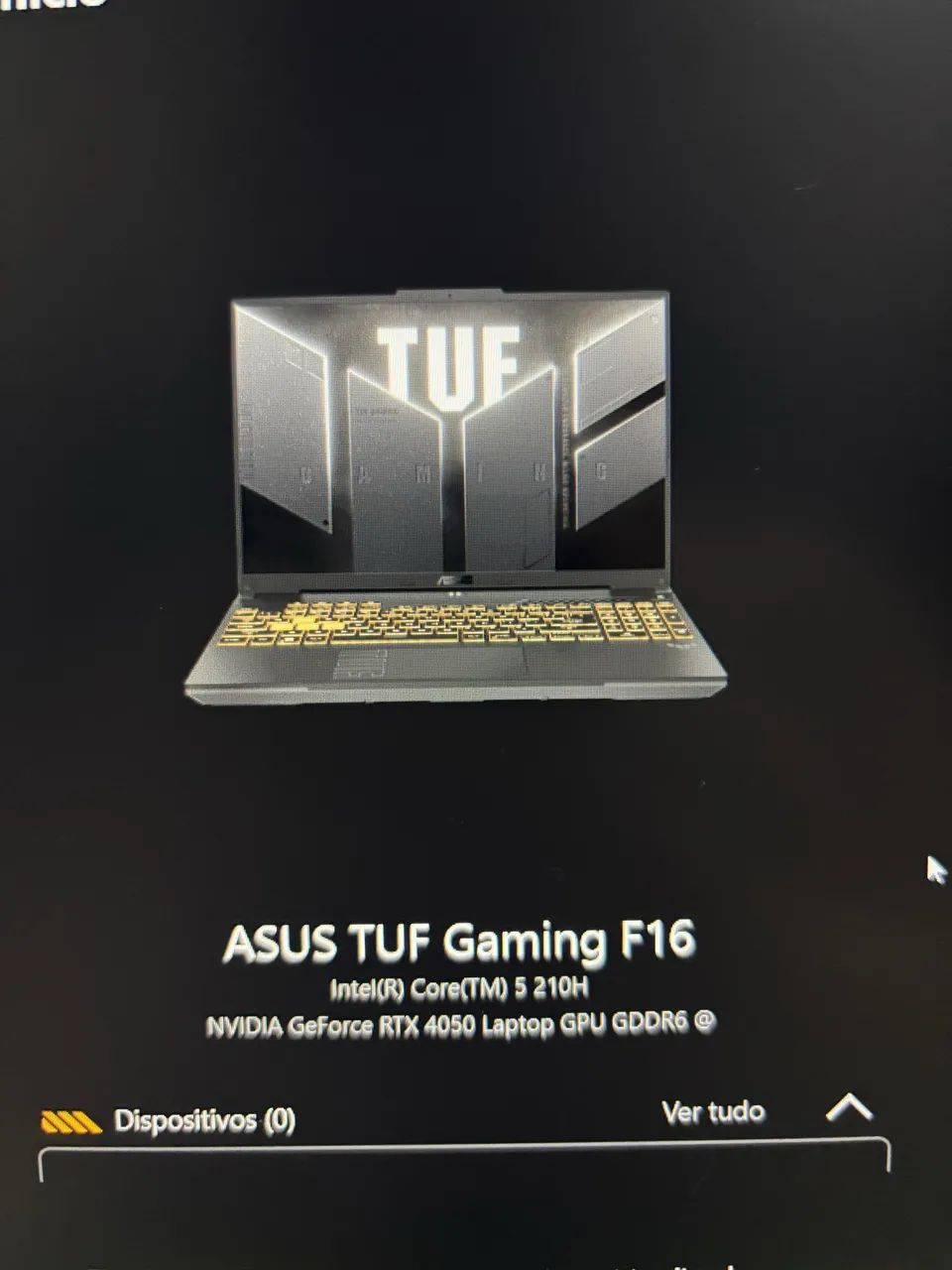 Vendo Asus Tuf f16 com a rtx 4050 com 1 mês de uso! - Foto 4