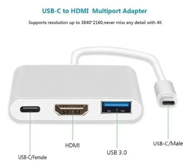 Adaptador conversor USB 3.0 tipo C para HDMI 4k 3 em 1 - Foto 5