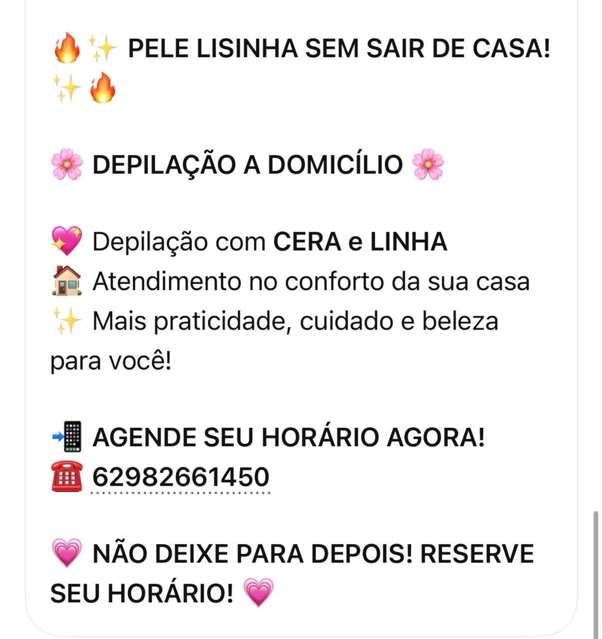 Depilação na cera e linha feminina 