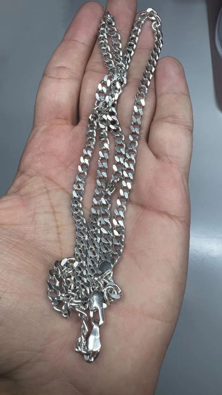 Cordão prata 950 70Cm 5mm