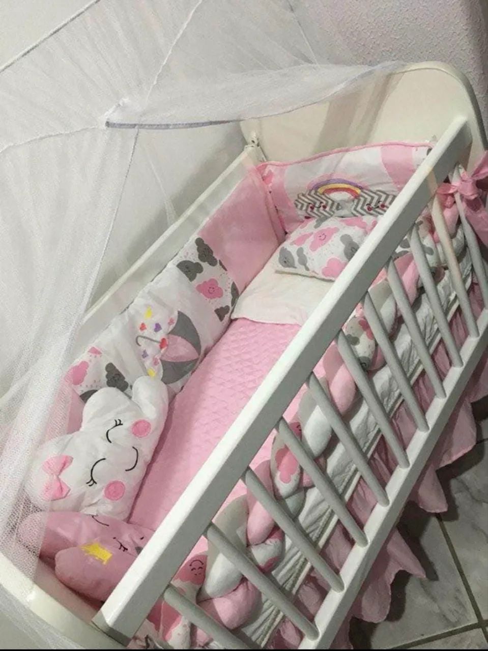 Mini berço completo menina 