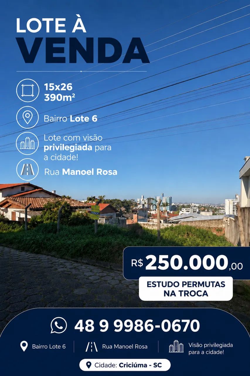 Lote em Criciúma 15x26 BEM LOCALIZADO
