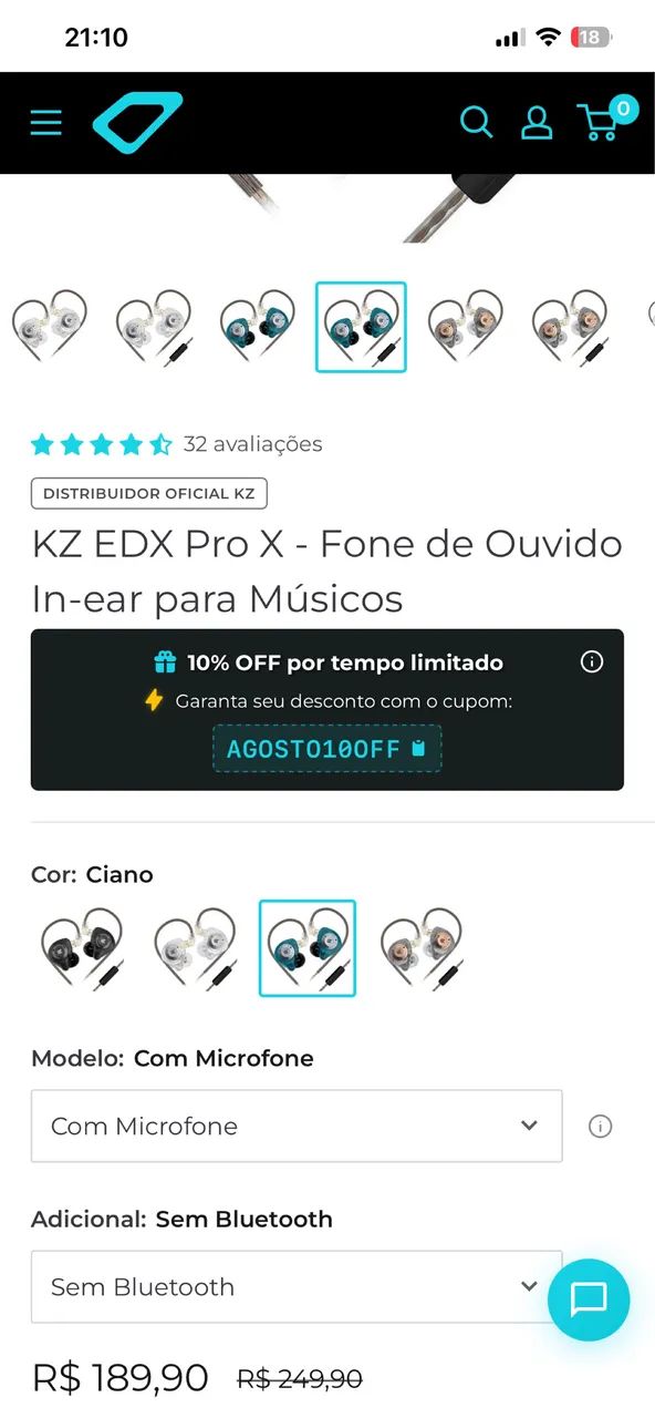 Fone KZ EDX pro X Com Microfone - Original- Novo - Lacrado - Foto 2