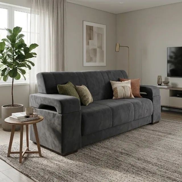 Sofa Atlanta 3 Lugares Tecido Veludo - Estofar - Foto 2