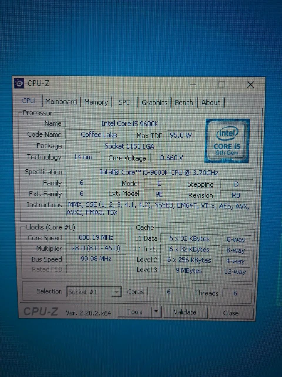 Processador Intel Core i5 9600K