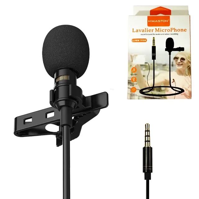 Microfone de Lapela Estéreo com Plug P3 para Câmera, Smartphone, Computador