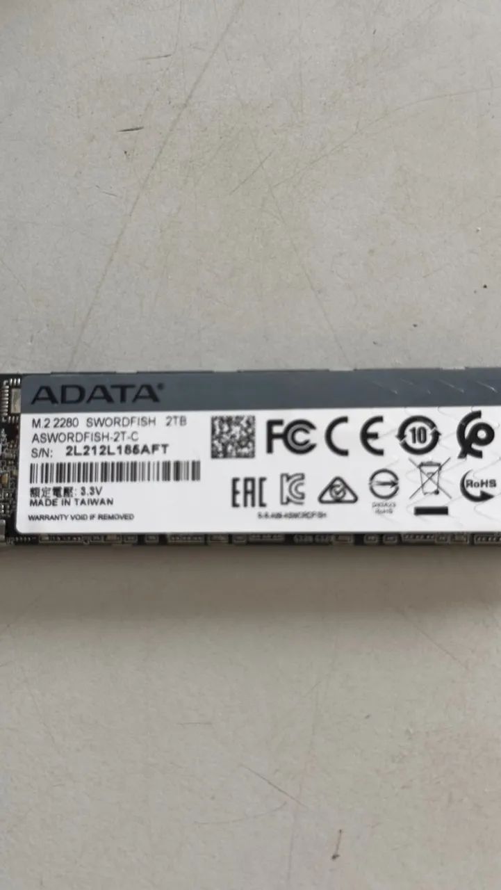 2TB Adata Swordfish PCIe Gen3x4 M2 2280 - Só Hoje faço R$ 1.200,00 - Foto 2