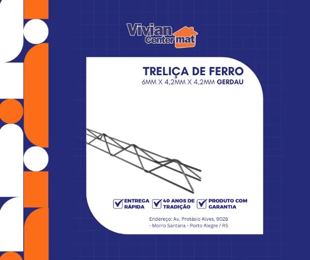 Treliça de Ferro 6mm x 4,2mm x 4,2mm Gerdau