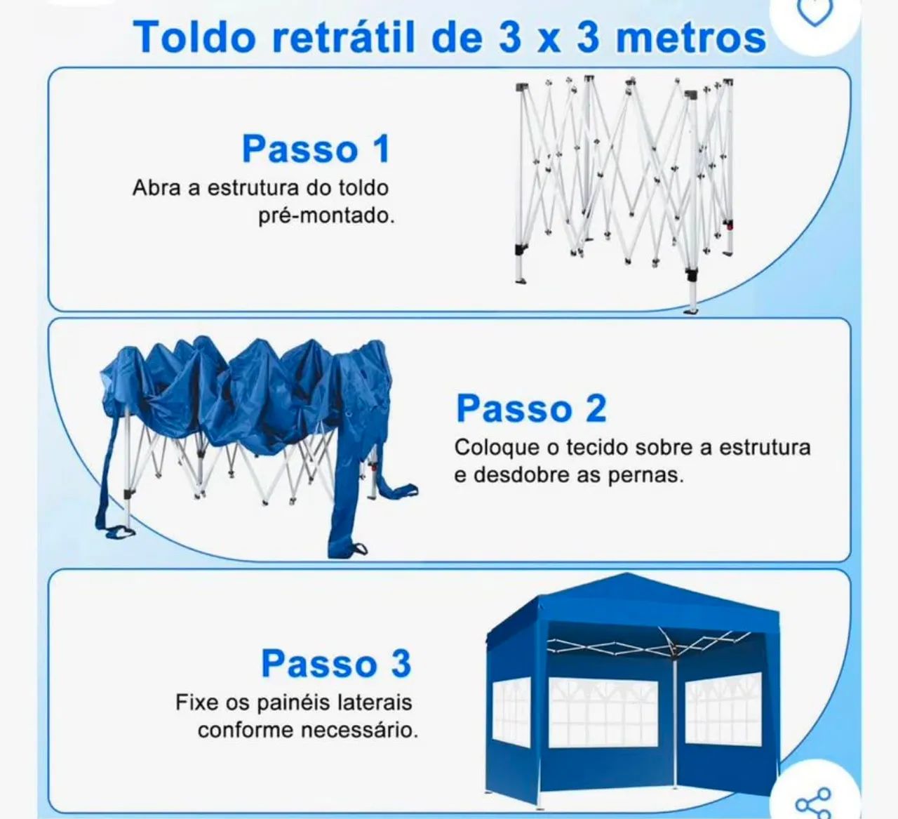 Tenda Sanfonada 3x3 Gazebo - Foto 2