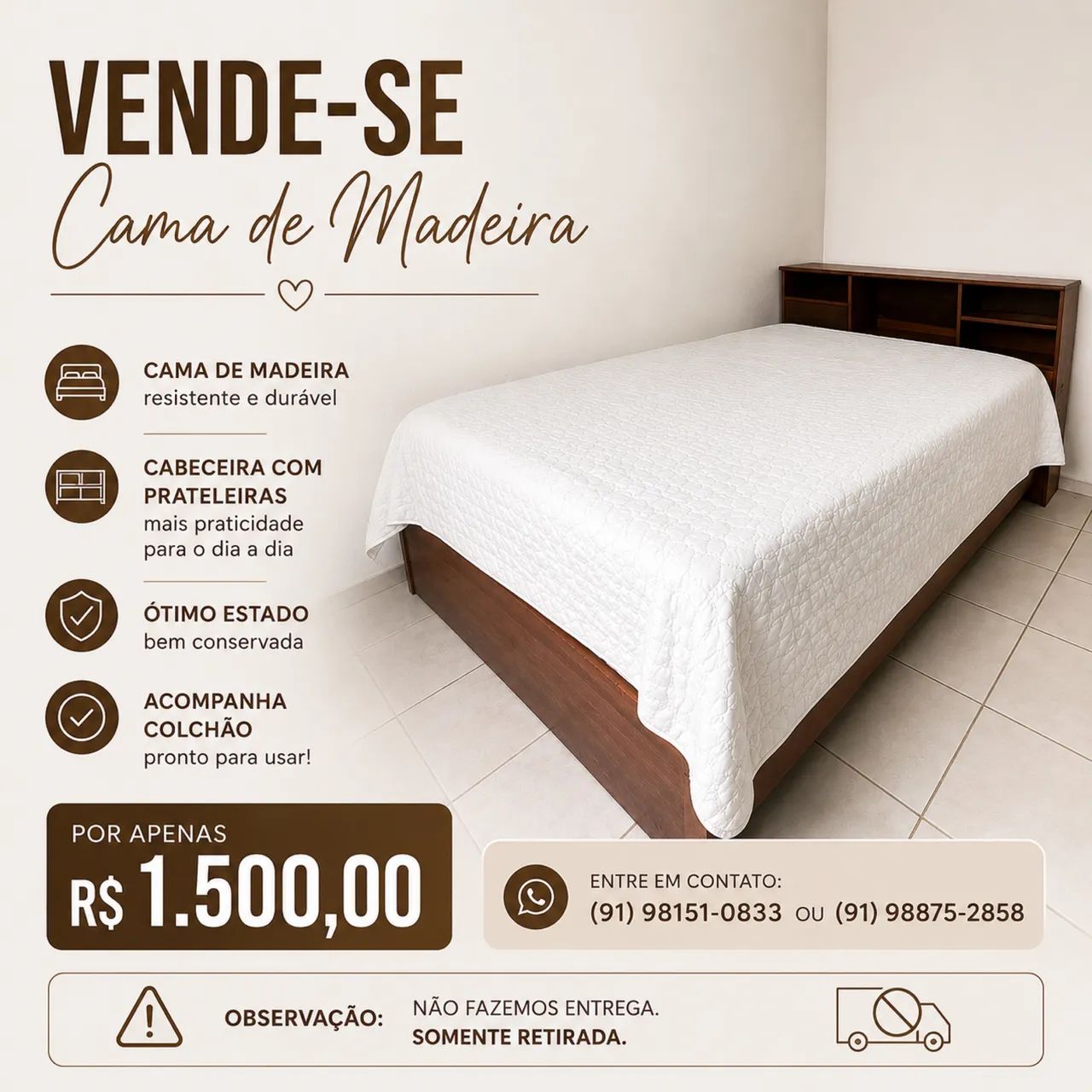 CAMA DE MADEIRA CASAL - Foto 3