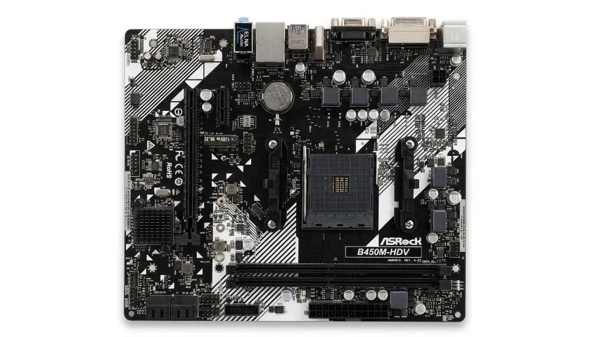ASRock B450M-HDV R4.0 Ryzen 5000対応 #004 Placa Mãe ASRock B450M-HDV R4.0 - AMD AM4 (Suporta Ryzen 5000