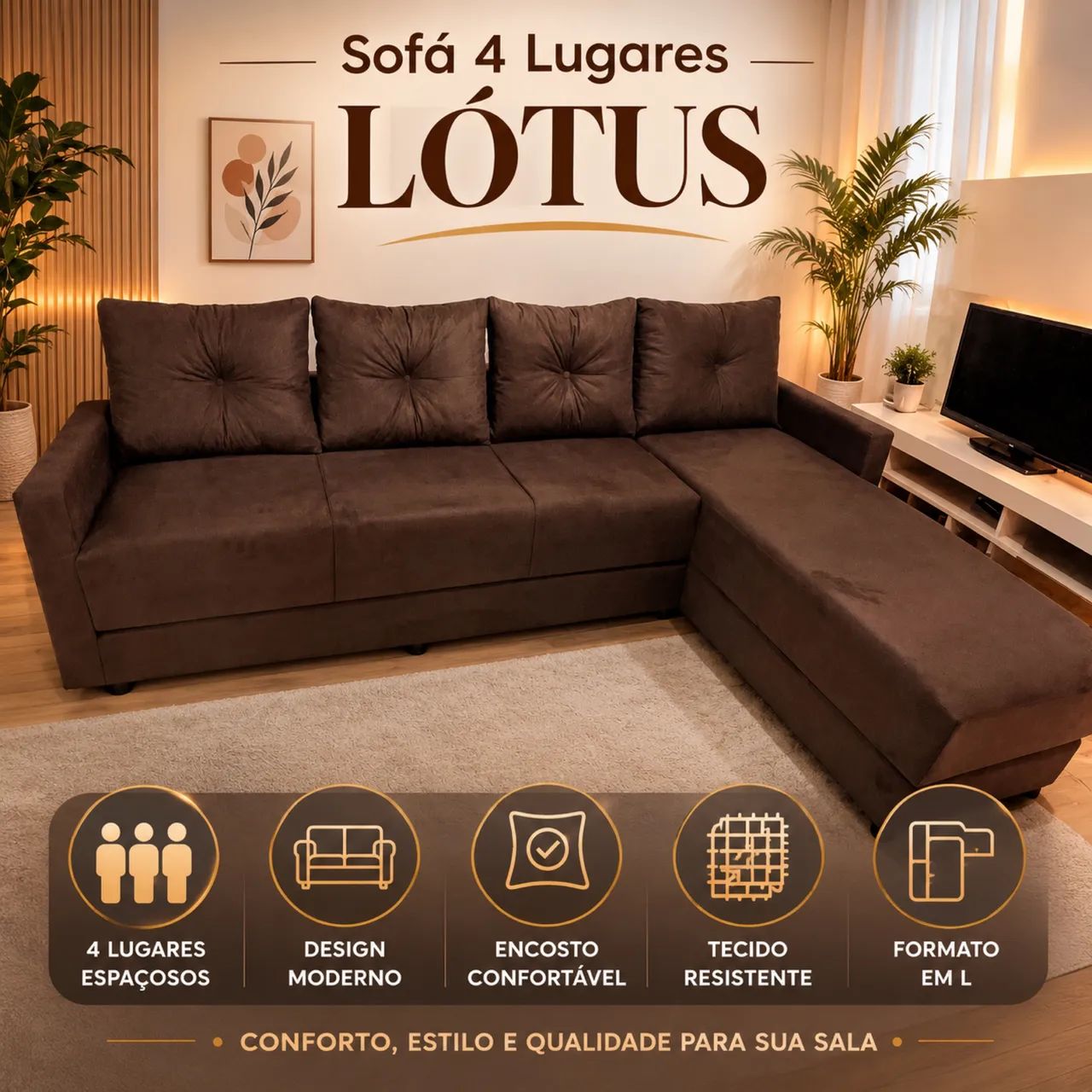 SOFÁ 2.60/1.77 4 LUGARES 4 CAMAS DIRETO DE FÁBRICA  - Foto 2