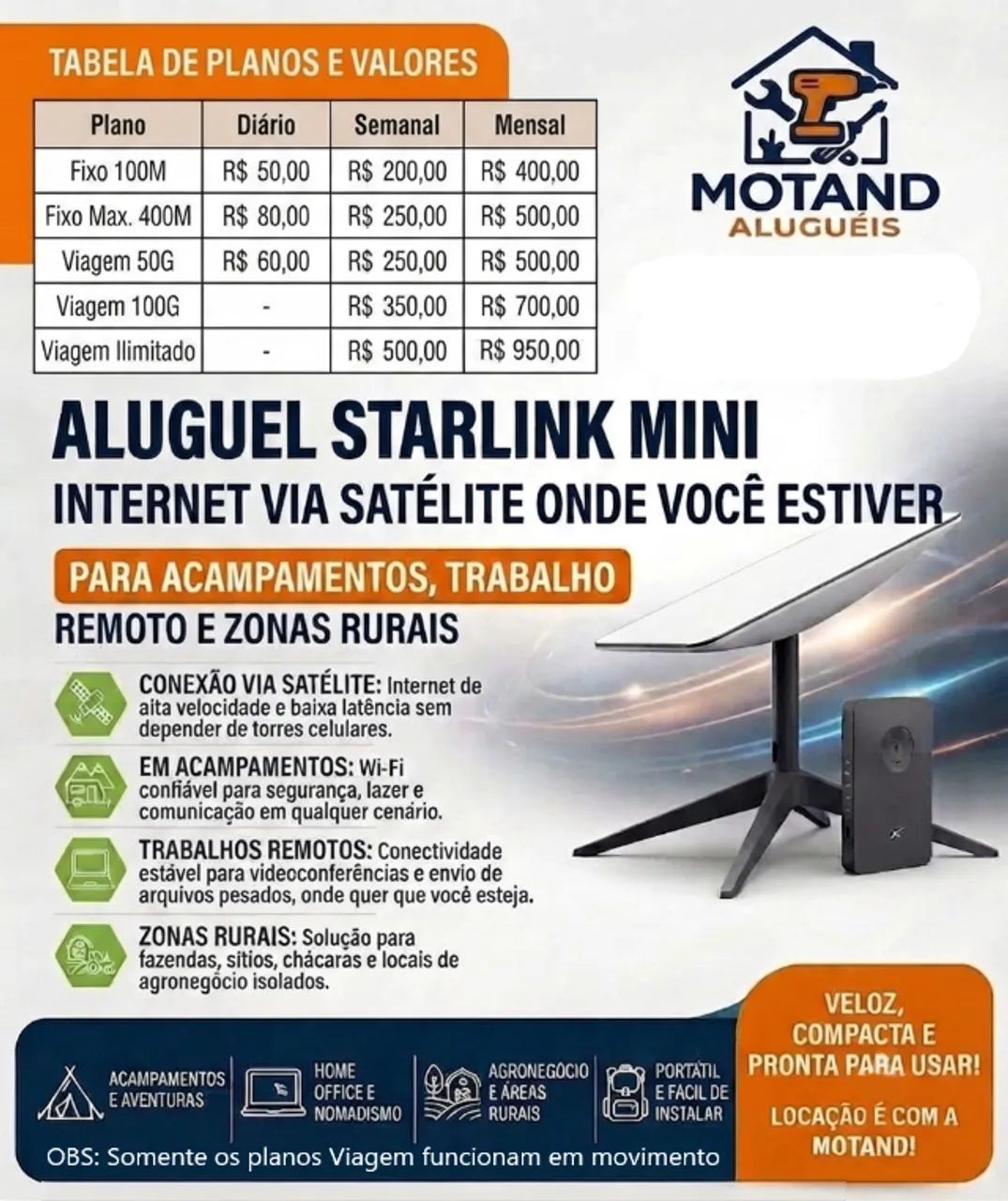Aluguel de Antena Starlink - Internet de Alta Velocidade em Qualquer Lugar! - Foto 3