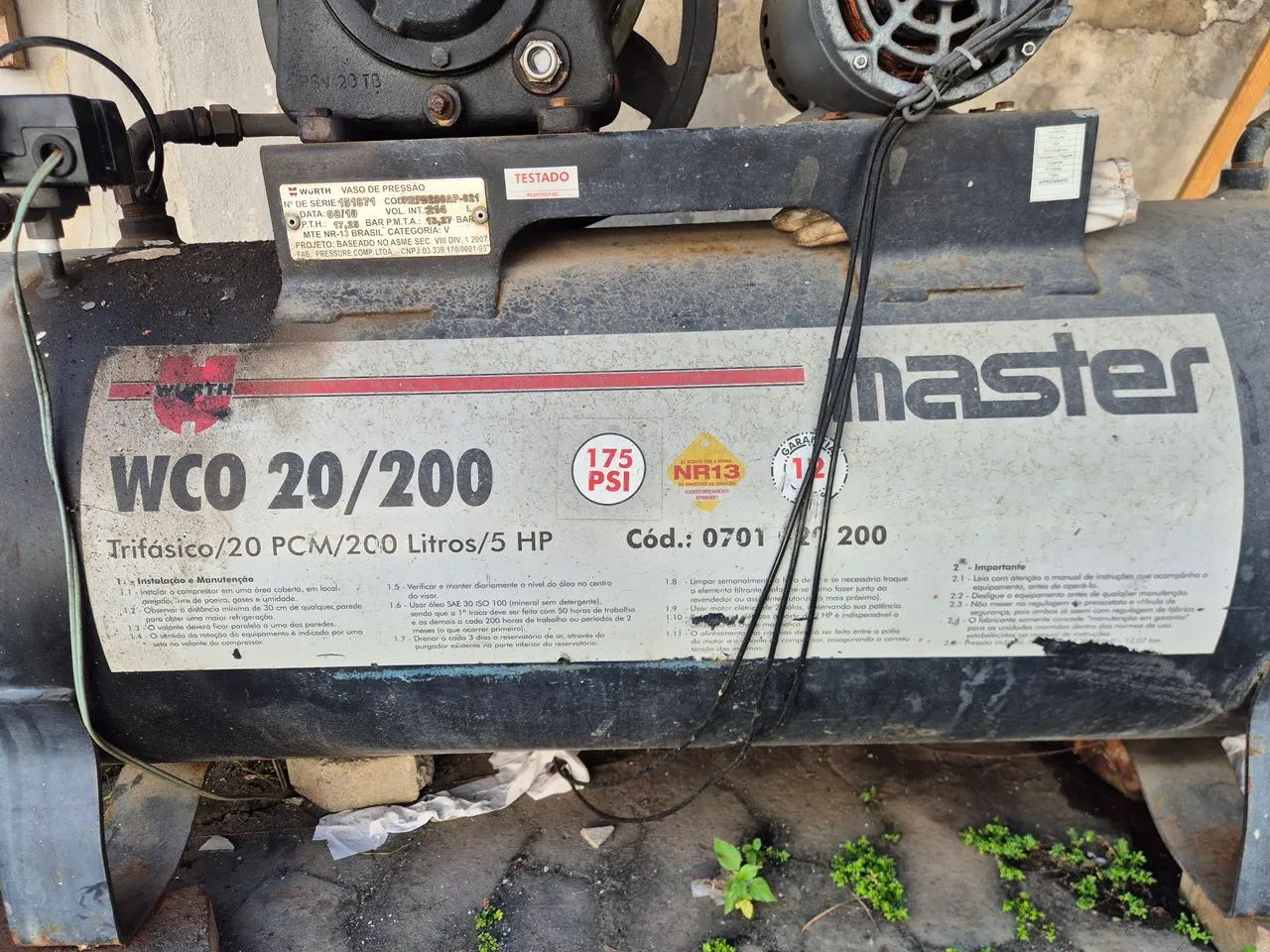 Compressor Wurth 20/200 litros 5HP - Foto 2