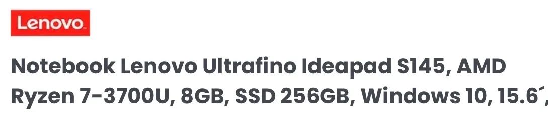 Notebook Lenovo Ideapad S145 AMD SSD