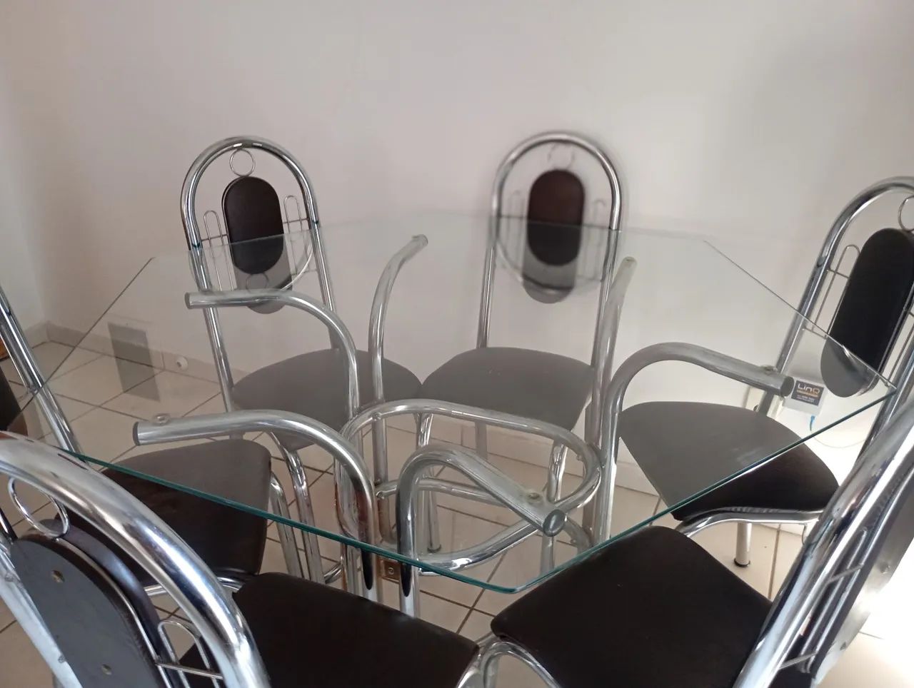Mesa 6 cadeiras, vidro sextavado  - Foto 3