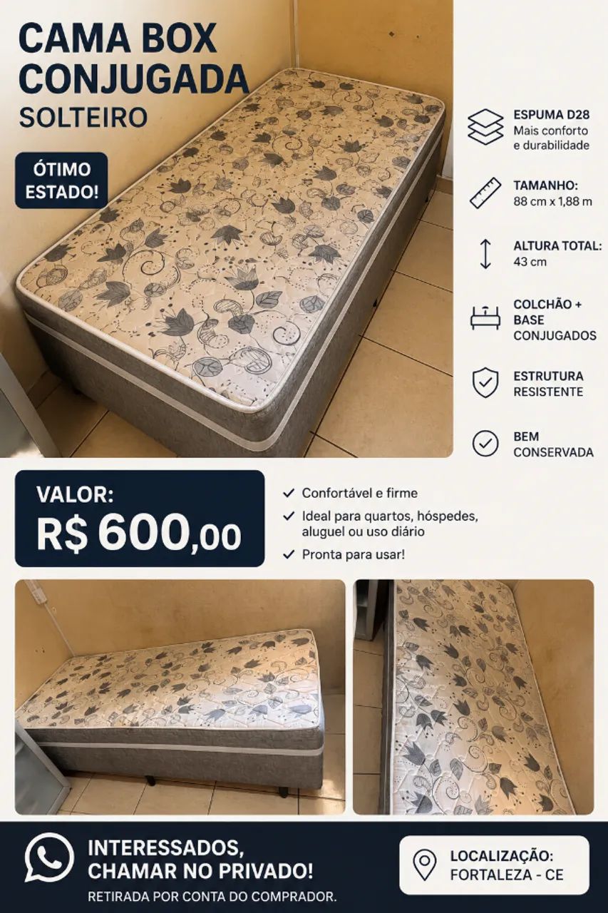 Cama Box Conjugada ProDormir D28 - Solteiro