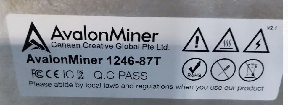 Mineradora Cripto Asic Avalon A1246-87t Btc 87th/s Usada  220V