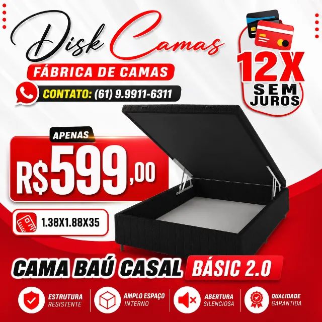 Durma Melhor e Ganhe Espaço: Cama Baú Casal Basic 2.0 com Super Condição!