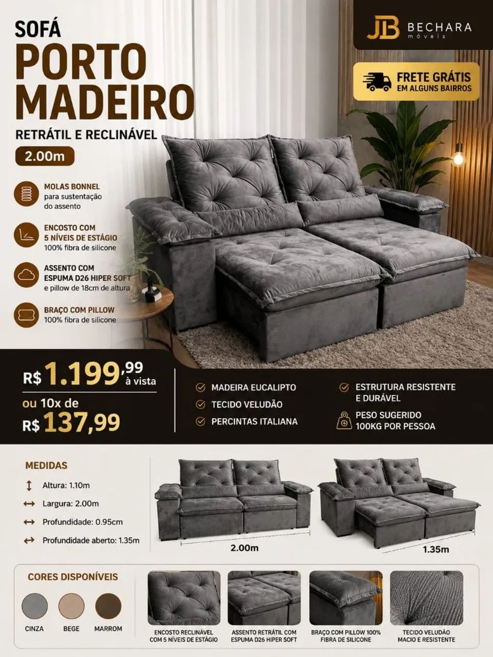 Sofá Retrátil 