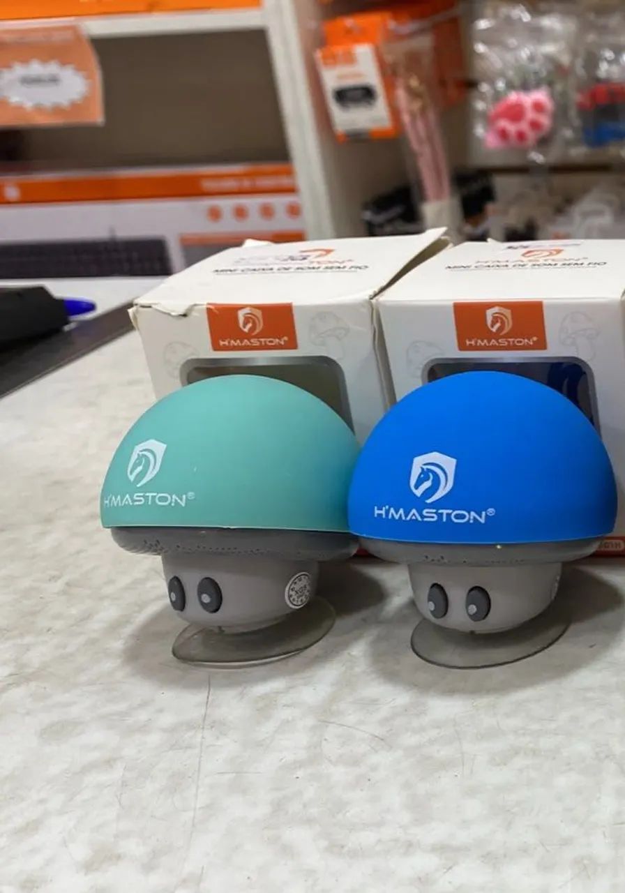 Mini Caixinha Cogumelo Bluetooth com Ventosa H'MASTON - Foto 2