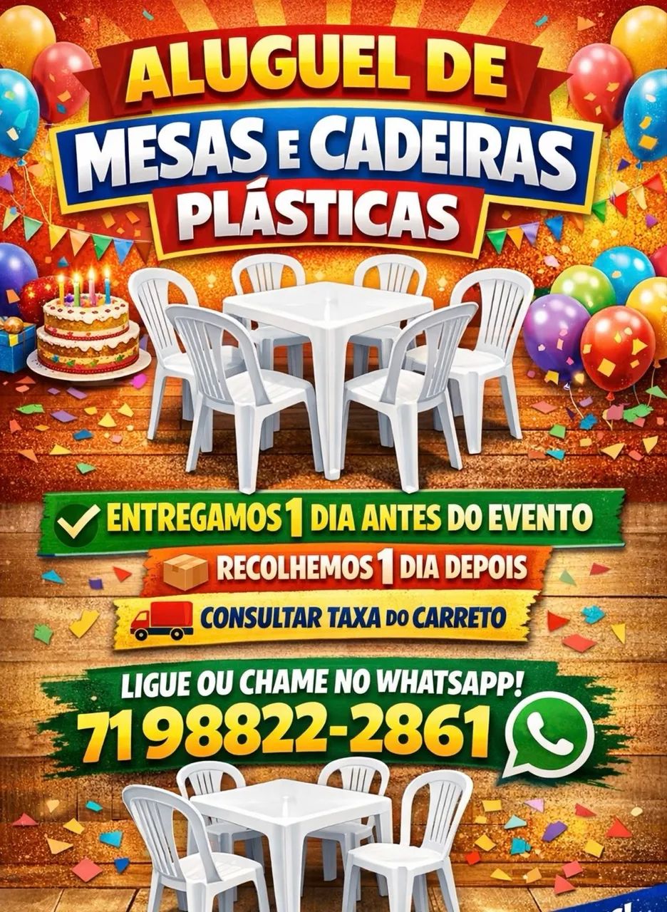 Aluguel de mesas e cadeiras 