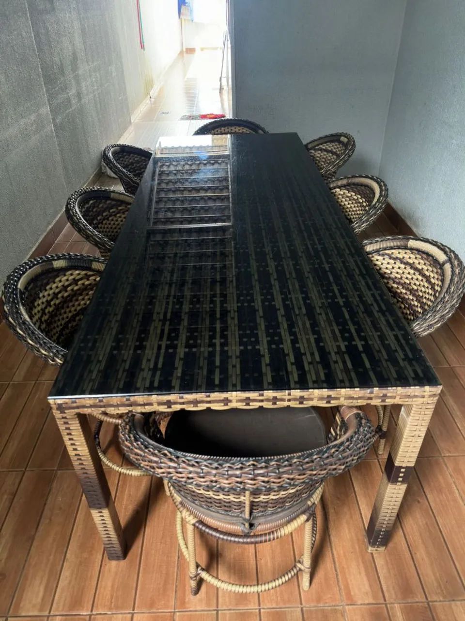  Mesa 8 Lugares com Cadeiras Giratórias Fibra Sintética Área Gourmet - Foto 2