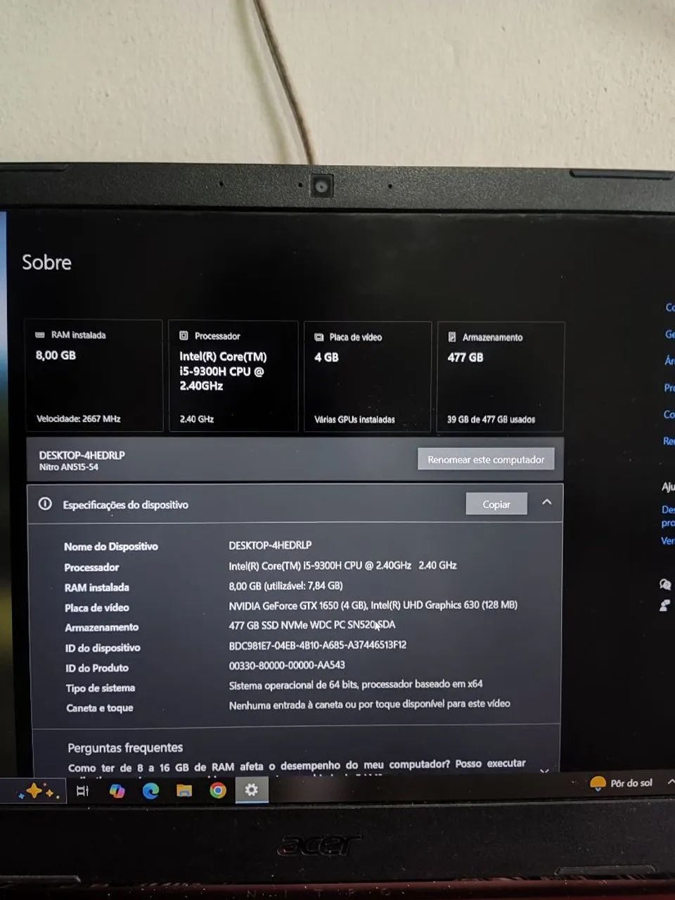 Notebook Acer Nitro AN 515-54 - Foto 5