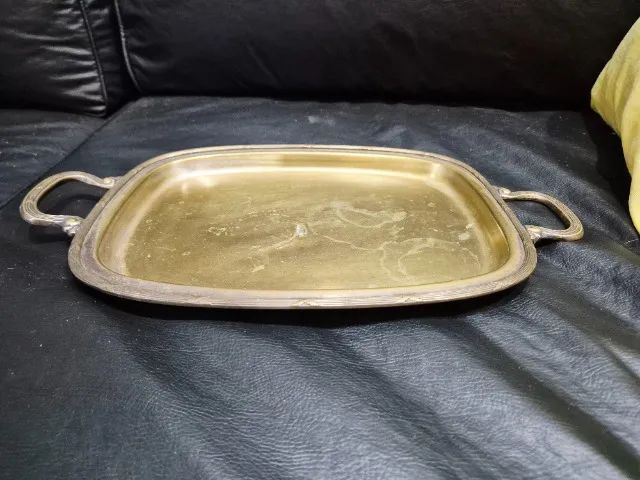 Bandeja Grande de Latão Vintage com Alças 40cm - Bandeja de Serviço Decorativa - Foto 4