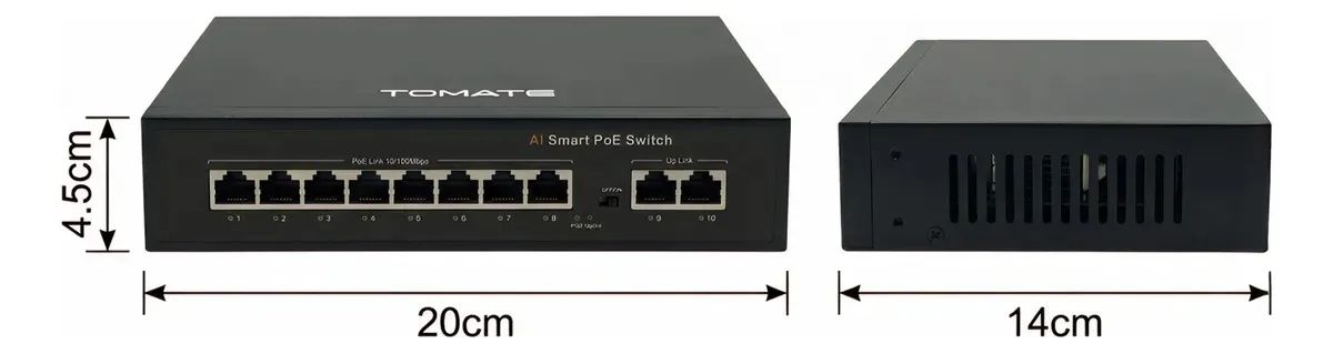 switch poe 8 portas + 2 up link 10/100 mbps com isolamento tomate mtv-745 - Foto 3