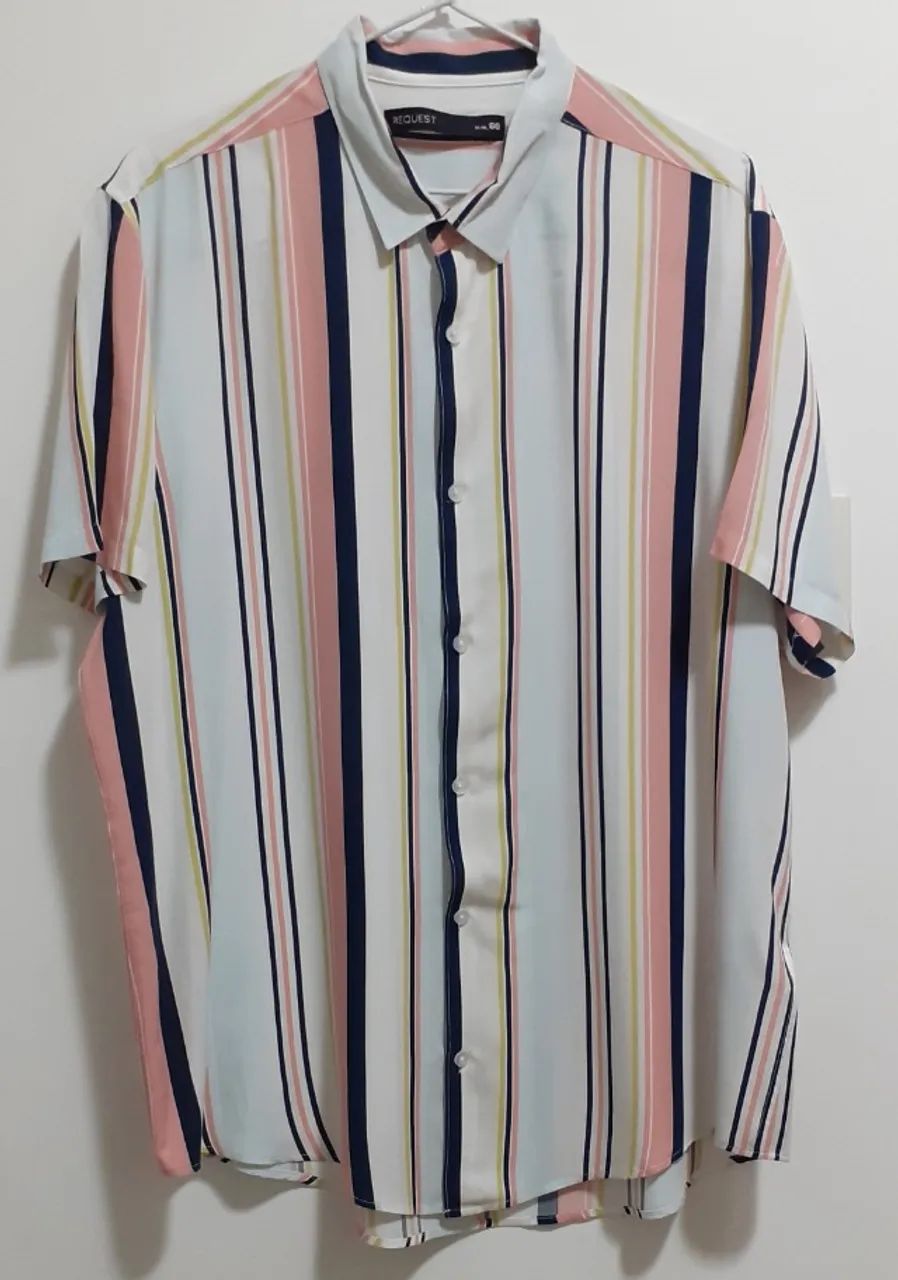 Camisa Masculina Listrada Manga Curta - Foto 2
