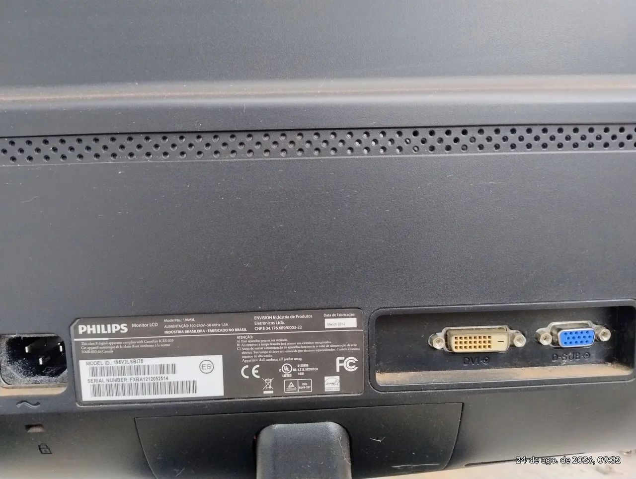 Monitor Philips 18.5" LED Widescreen (Modelo 196V3L) - VGA e DVI - Foto 2