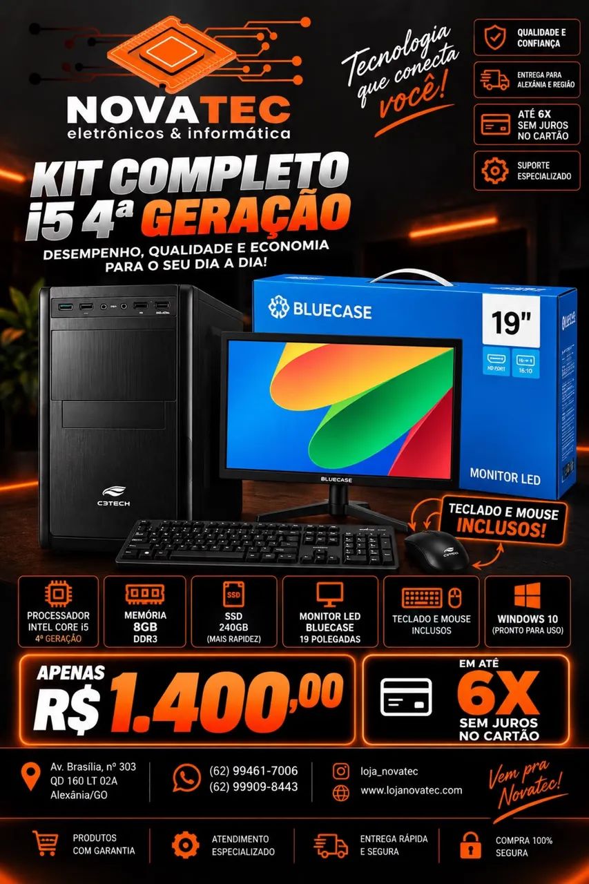 COMPUTADOR i5 4ª geração completo garantia de 1 ano 