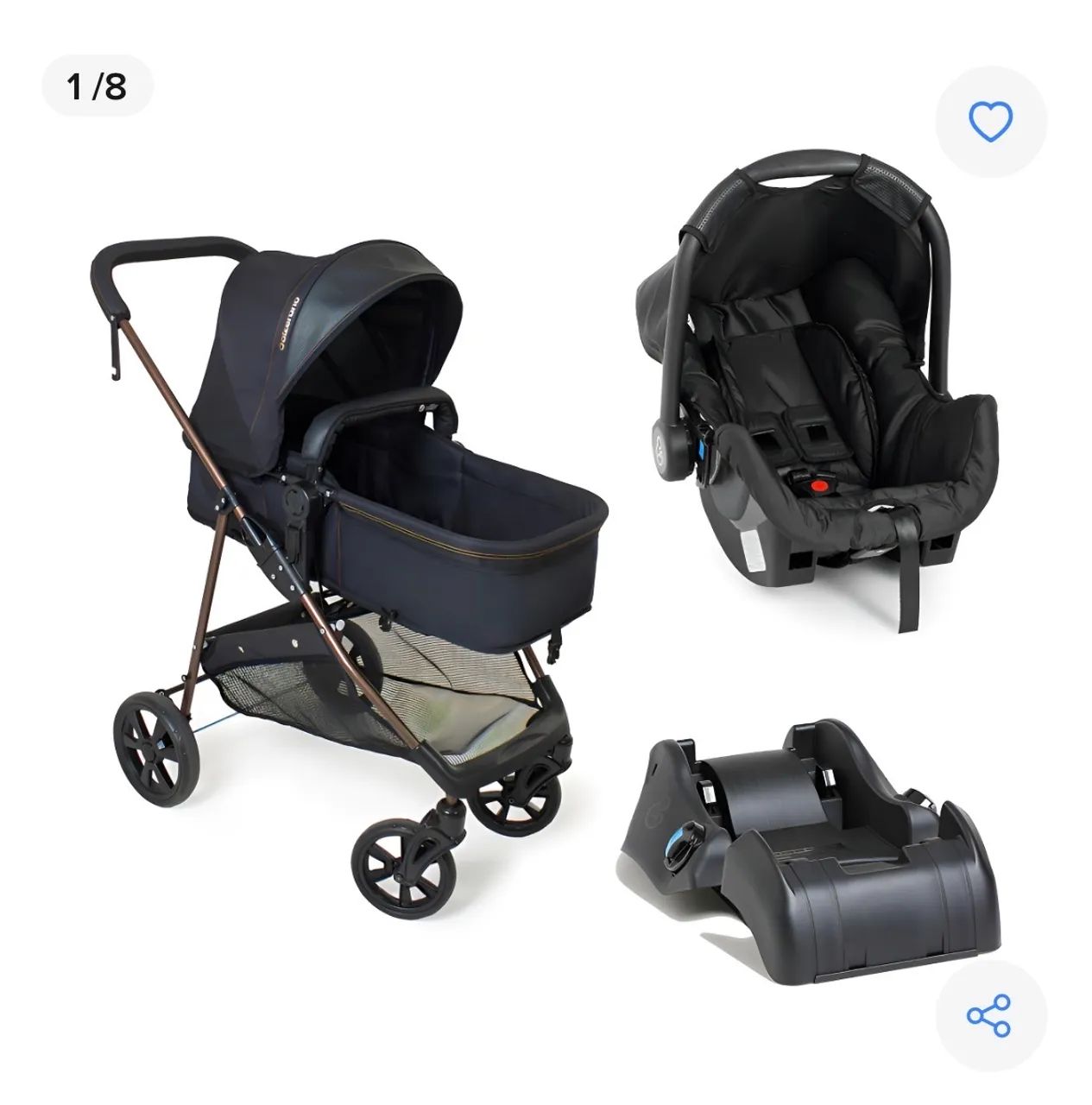 Carrinho de bebê Galzerano Moisés + bebê conforto e base  - Foto 5