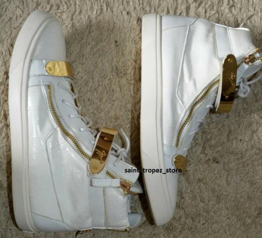 Tênis sneaker Giuseppe Zanotti branco e dourado masculino, original - Foto 2