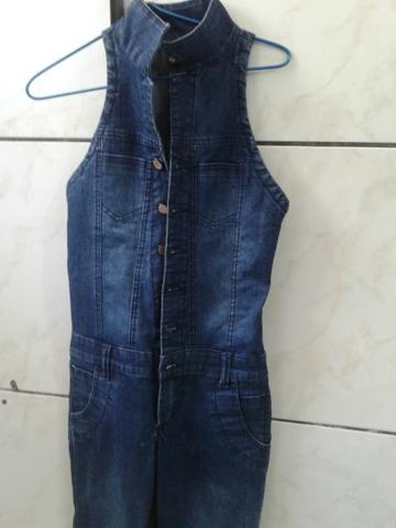 Macacão jeans comprido