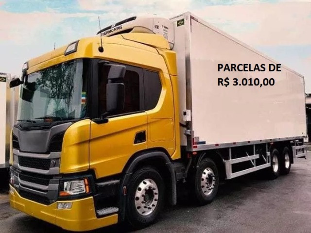 Scania P320 bitruck refrigerado 2019 com entrada e parcelas com serviço