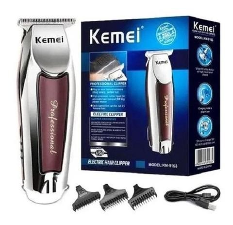 Maquina Acabamento Cabelo Barba Sem Fio Kemei Km 9163 Bivolt