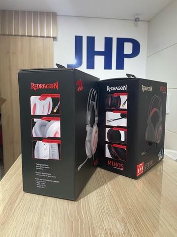 Headset Gamer Redragon MINOS, Lunar White & Black - até 12x sem juros!!