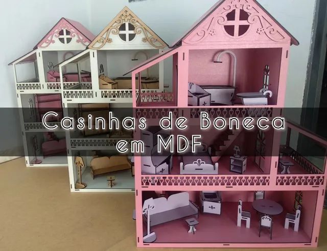 Casa Boneca MDF Pintado Brinquedo Móveis  Casas, Casinha boneca mdf, Casa  de boneca