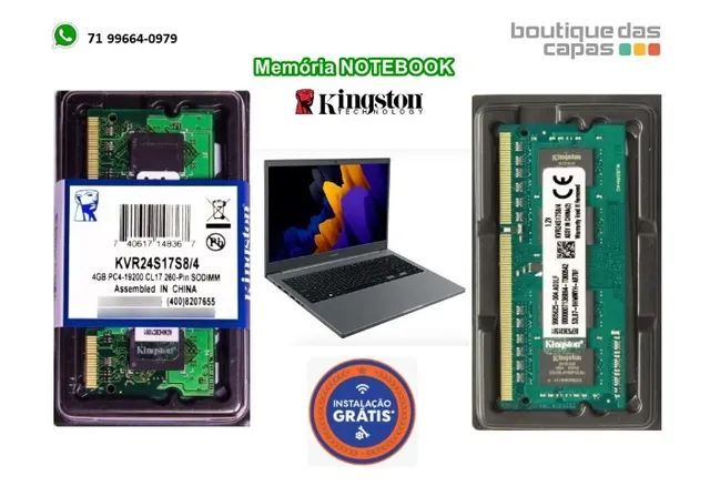 Memória Kingston Ddr4 4gb 2400 Mhz Notebook deixe seu notebook mais rápido