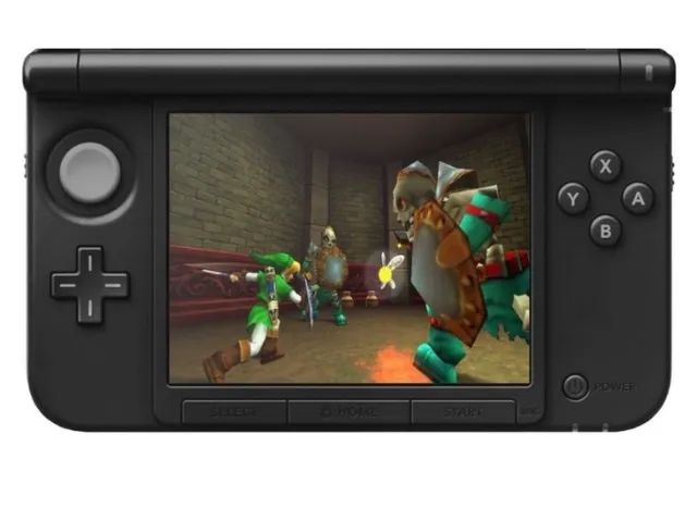 Nintendo 3DS XL Galaxy with Zelda Ocarina of Time and Screen