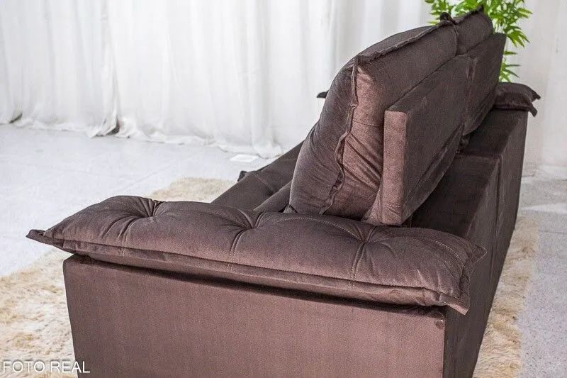 Sofá retrátil e reclinavel D33 17 cm 2 metros em veludo  - Foto 4