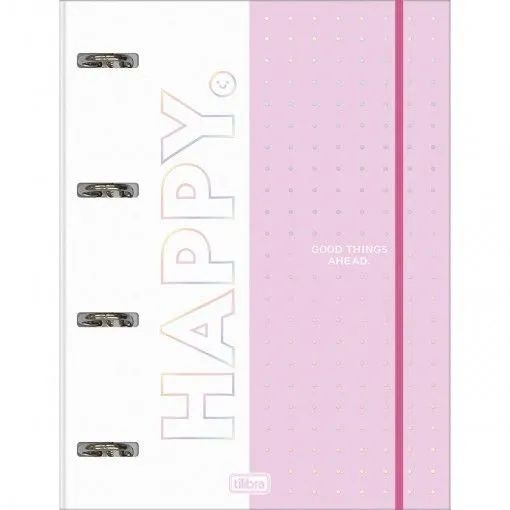 Capa e Contracapa Argolada Cartonada com Elástico Happy - Foto 2