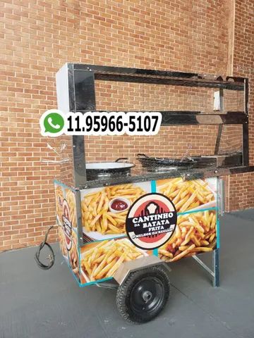 carrinho de pastel batata frita cone