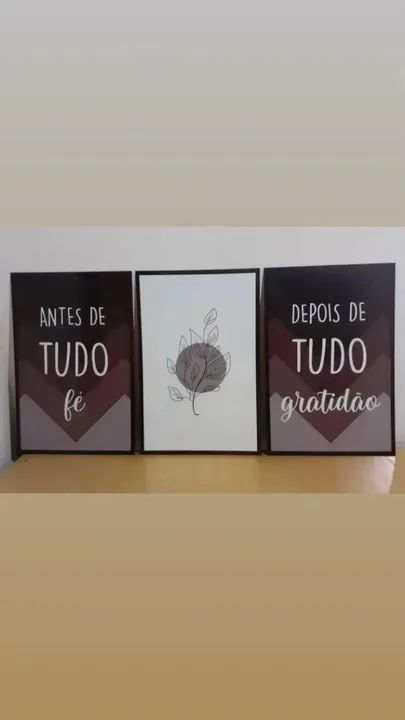 Trio de placas em MDF 