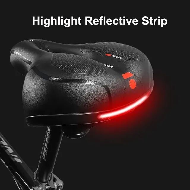 Banco Selim Gel Anatômica Bicicleta 2 Molas Largo Bike Fita Refletiva Segurança Pedala - Foto 5